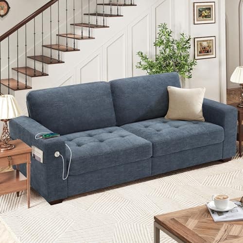 Hanherry 89" Living Room Sofa, Medium Firm Seat, USB Port, Chenille Fabric, Small Space