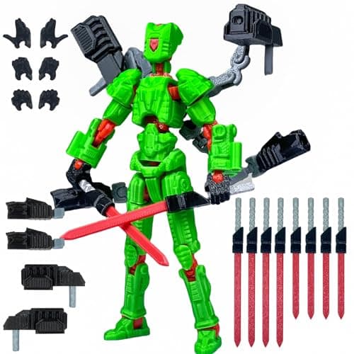T13 Mission 13 Lucky Action Figures, 3D Printed Desk Toys (Black Red, 5.5")