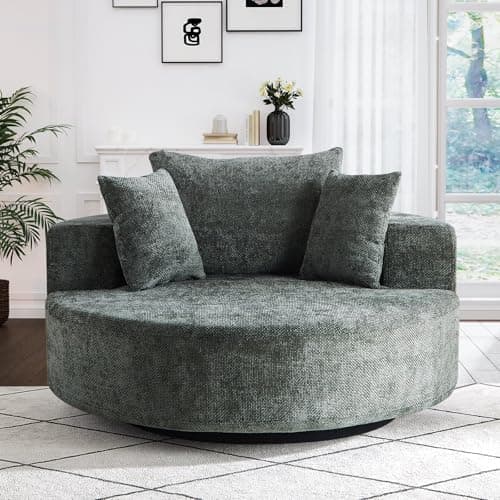 Oversized Modern Green 55-inch Swivel Chenille Chaise Lounge Chair