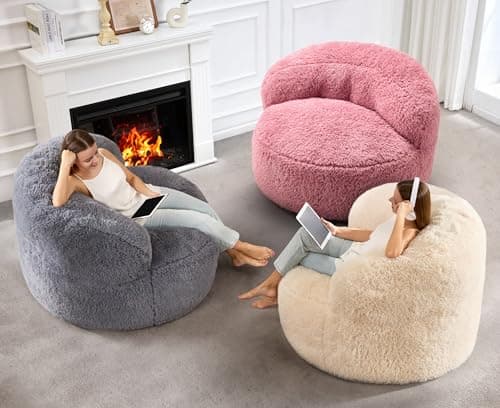Hobestluk Oversize Bean Bag Chair for Adults, Grey