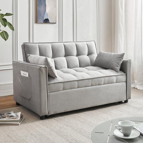 3-in-1 Black Sleeper Sofa Bed with Adjustable Backrest