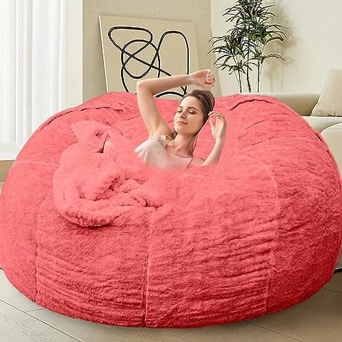Giant Grey Bean Bag Chair for Adults & Kids, Filling-Free & Comfy
