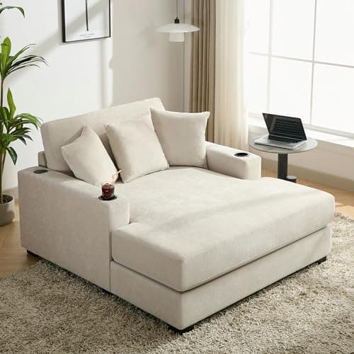 Modern 55" Oversized Chaise Lounger, Chenille Fabric Sleeper Sofa Couch for Living Room, Bedroom and Office (Blue-gray/55)  
Modern 55" Chaise Lounger, Chenille Fabric Sleeper Sofa Couch with Charge Station for Living Room, Bedroom and Office (Blue-g
