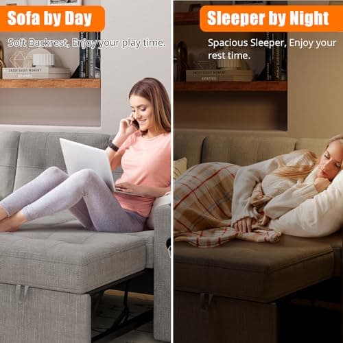 GAOMON 84 Inch L-Shaped Pull Out Sofa Bed with Storage