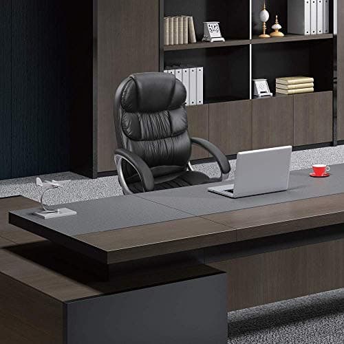 Furmax Black Leather High Back Ergonomic Office Chair with Lumbar Support and Padded Arms