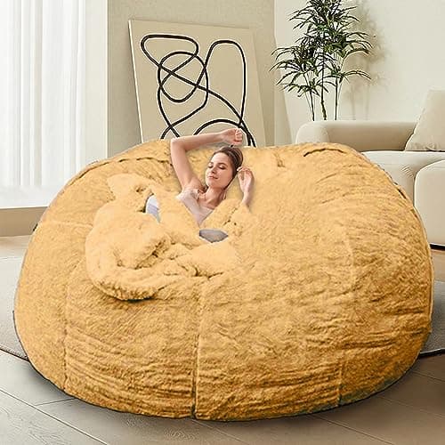Giant Grey Bean Bag Chair for Adults & Kids, Filling-Free & Comfy