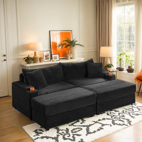 Oversized Chaise Lounge Convertible Sleeper Sofa Bed (Grey)