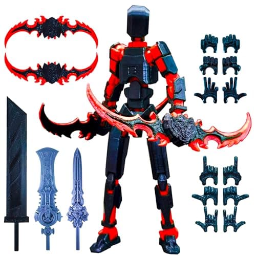 T13 Collectible 3D Printed Action Figure, Gold Black, Desktop Decor, Dummy 13 Robot