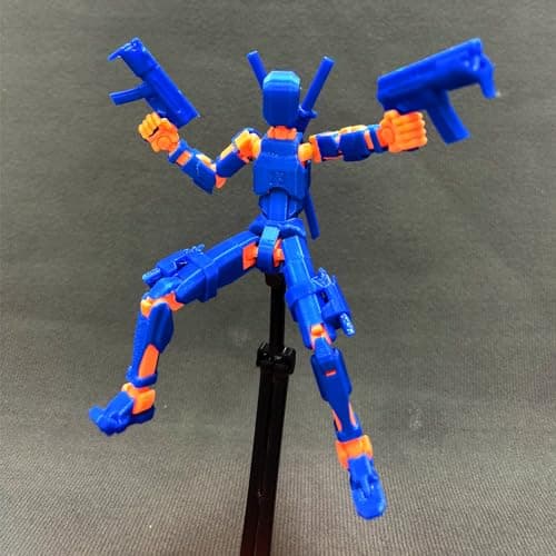 3D Printed T13 Action Figure, Collectible Articulated Dummy 13 Desktop Decor, Blue Orange