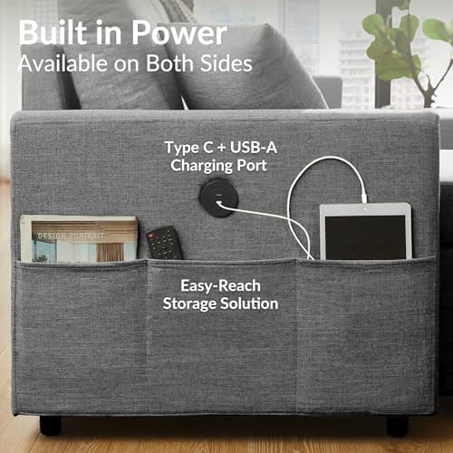 L-Shaped Sleeper Sofa Bed, 84" Sectional with Storage & USB Charging