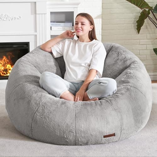 Hobestluk Large Grey Bean Bag Chair for Adults: Spacious and Comfortable for Reading or Relaxing