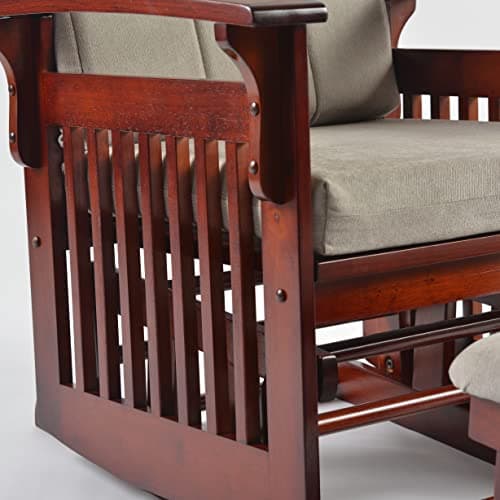White Solid Hardwood Glider Rocking Chair with Ottoman