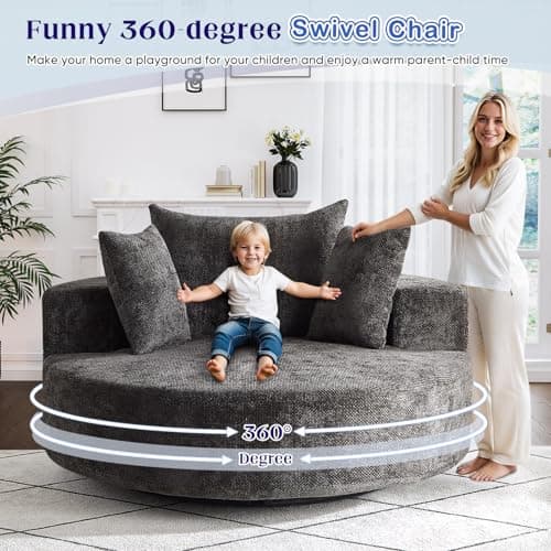 Modern Oversized Round Swivel Chair for Indoor Spaces