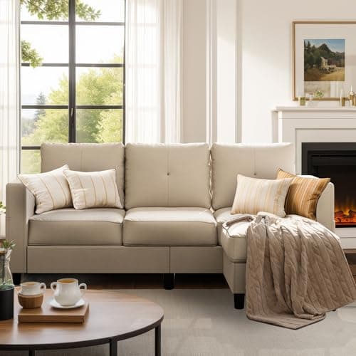 Shintenchi 79 Inch L-Shaped Sectional Sofa, Dark Grey, Living Room Essential