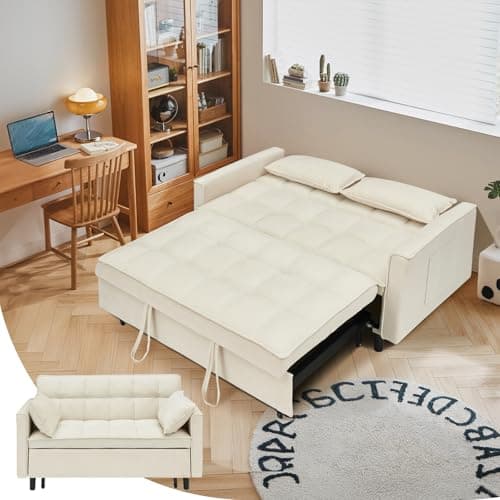 Grey 3-in-1 Convertible Velvet Bed Sofa, Pull-out Lounger with Reclining Backrest (55.1")