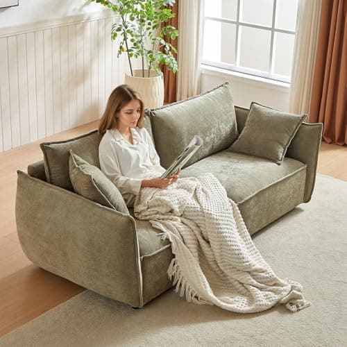 Antetek 88-inch Oversized Chenille 3-Seater Sofa, Green