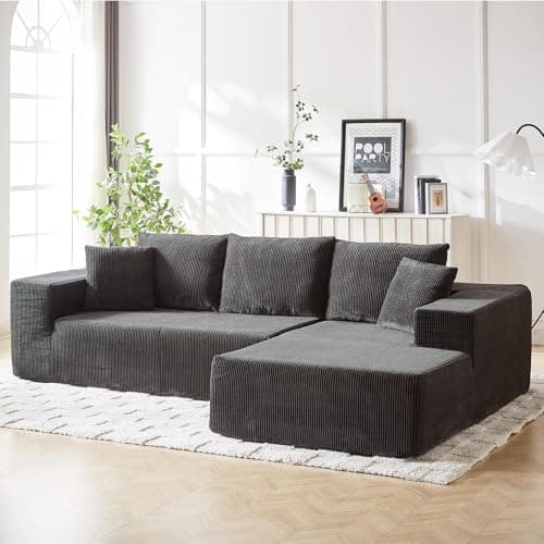Oversized Corduroy Chaise Lounge Chair Sofa, 110" Fluffy Modular Sleeper