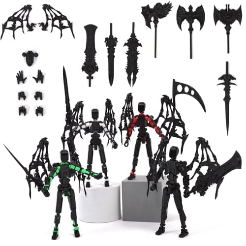 4PCS T13 Lucky Robot Action Figures, 5.54-inch Movable 3D Printed