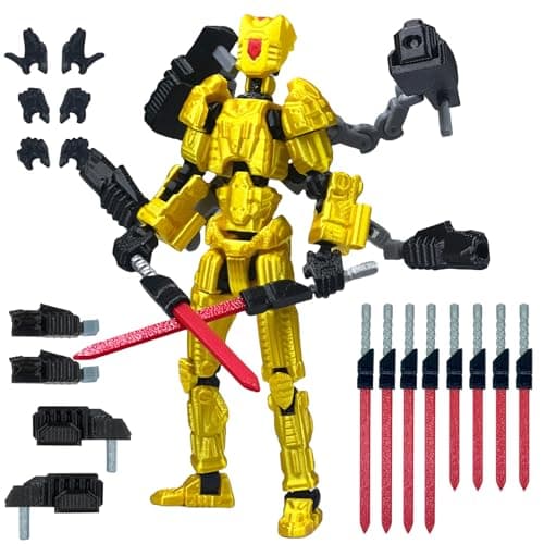T13 Mission 13 Lucky Action Figures, 3D Printed Desk Toys (Black Red, 5.5")