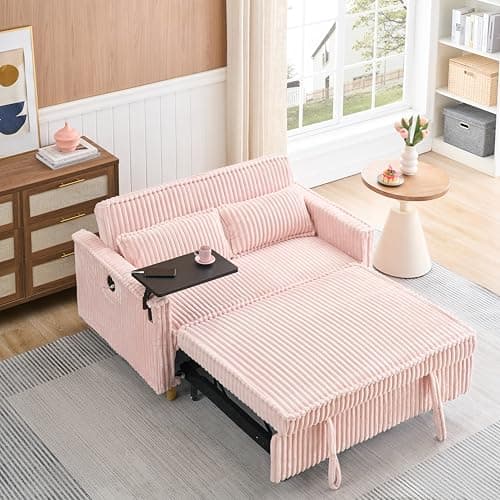 Eafurn 3-in-1 Convertible Pull-Out Sofa Bed with Storage Armrest