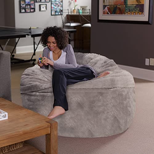 Plush Memory Foam Bean Bag Chair for Dorm Room - Gray - 5 Feet
