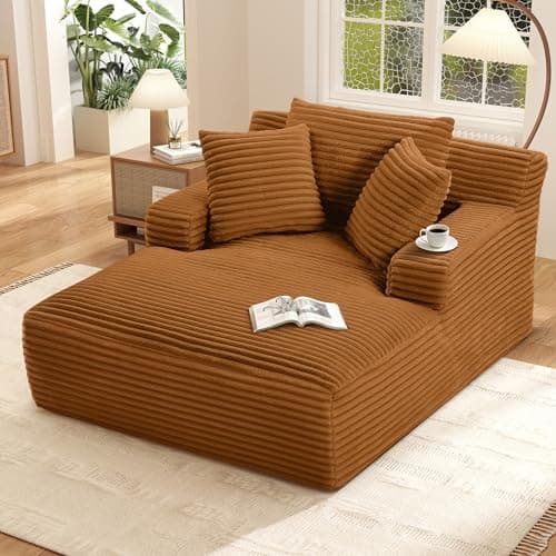 Fluffy Cloud Couch Oversized Chaise Lounge, Dark Grey, No Assembly, 400lbs Capacity
