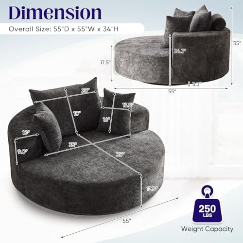 Modern Oversized Round Swivel Chair for Indoor Spaces