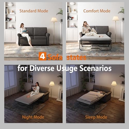 2-in-1 Pull Out Sofa Bed & Loveseat with Memory Foam, Grey