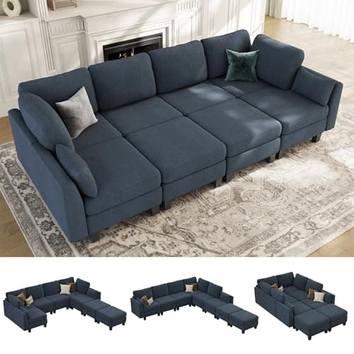 Beige 6 Seater Modular Sleeper Sofa, Comfortable Sectional Couch Bed