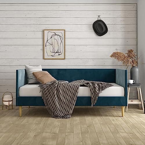 DHP Franklin Mid-Century Velvet Daybed, Twin, Blue