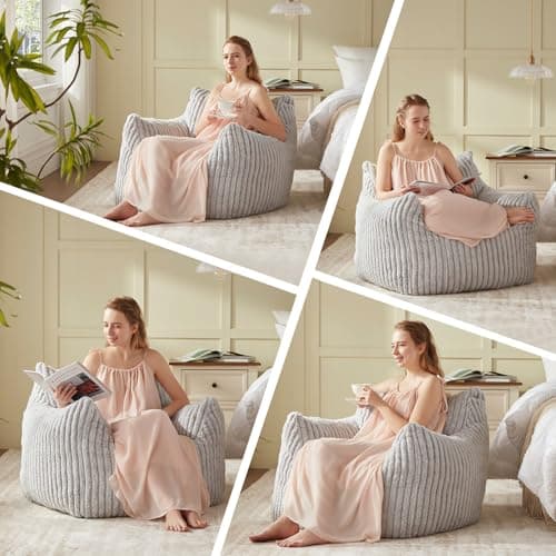 GiantComfort Bean Bag Chair with Armrests for Adults & Teens
