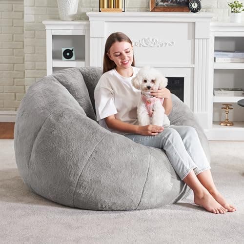 Hobestluk Large Grey Bean Bag Chair for Adults: Spacious and Comfortable for Reading or Relaxing