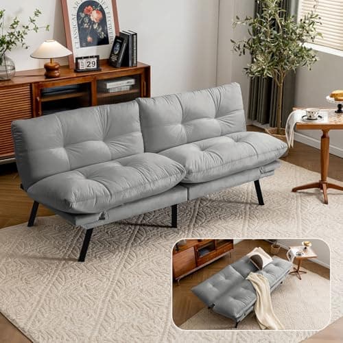 71" Comfortable Convertible Futon Love Seat Sleeper Sofa, Thick Cushion, Velvet Couch Bed for Small Spaces