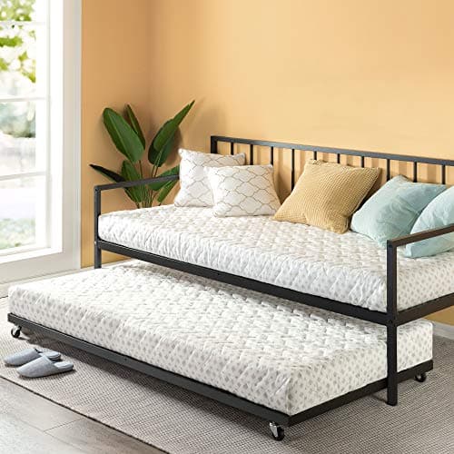 ZINUS Eden Metal Daybed with TrundleMattress SupportSteel Slat Easy Assembly Twin