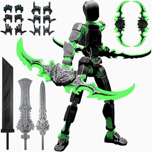 T13 Collectible 3D Printed Action Figure, Gold Black, Desktop Decor, Dummy 13 Robot