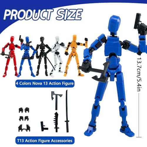Titan T-13 4PC Robot Action Figure Set for Boys (White+Black+Blue+Red)