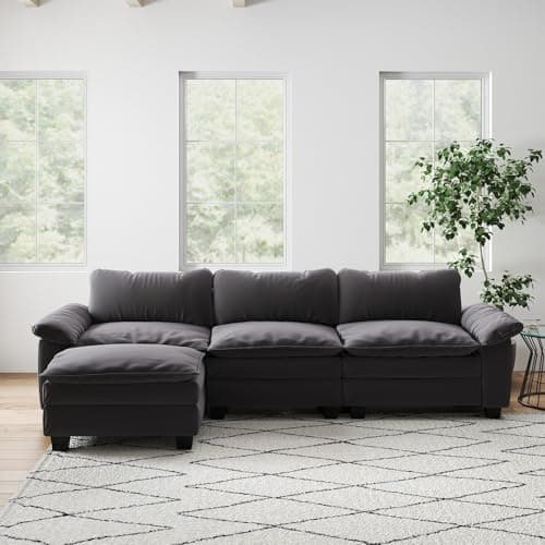 Oversized Velvet L-Shaped Sofa for Living Room and Bedroom
