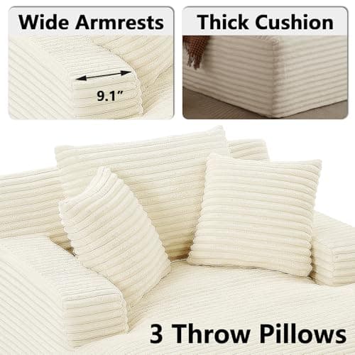 Oversized Chaise Lounge Chair for Living Room with 3 Comfy Pillows