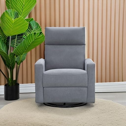 Nurture The Glider Plus - Premium Nursery Recliner with USB | Adjustable Head & Lumbar Support (Gray)