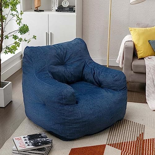 Bean Bag Chairs for Adults & Kids in Velvet Fabric, Beige