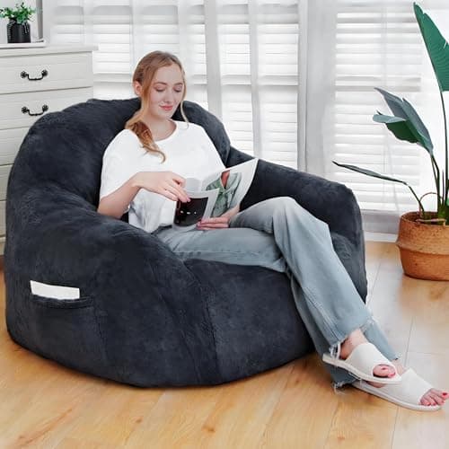 Giant Memory Foam Bean Bag Chair with Armrests (Grey)