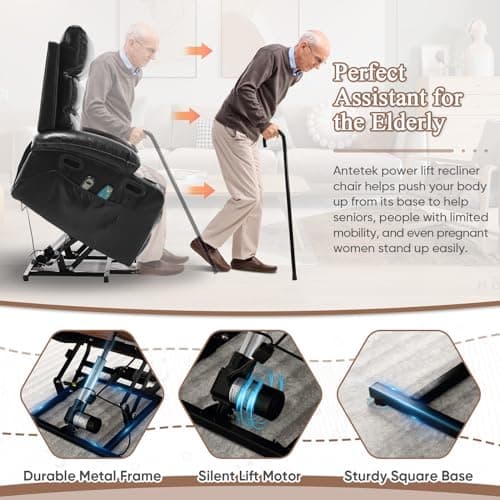 Antetek Electric Recliner Massage Chair with Heat & Cup Holders for Elderly