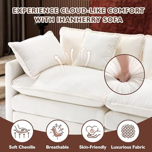 Ihanherry 6-Seat Beige Modular U-Shaped Sofa with Ottomans for Living Room