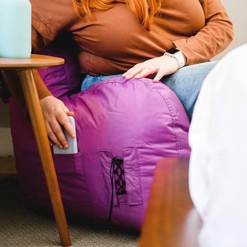 Radiant Orchid Big Joe Dorm Bean Bag Chair with Drink Holder, Smartmax Durable Polyester Blend