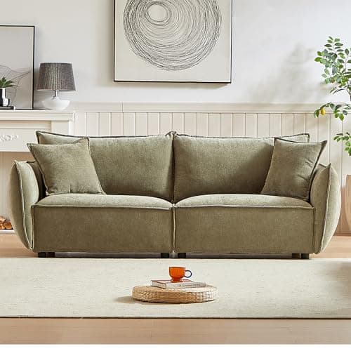 Antetek 88-inch Oversized Chenille 3-Seater Sofa, Green