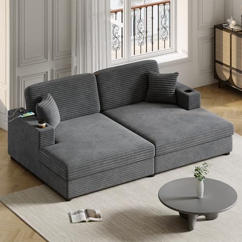 Modern 55" Oversized Chaise Lounger, Chenille Fabric Sleeper Sofa Couch for Living Room, Bedroom and Office (Blue-gray/55)  
Modern 55" Chaise Lounger, Chenille Fabric Sleeper Sofa Couch with Charge Station for Living Room, Bedroom and Office (Blue-g