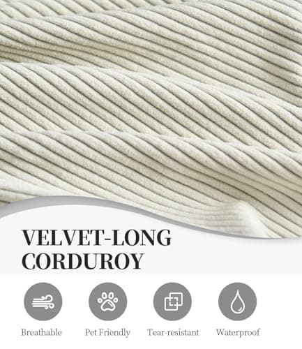 Modern 82.67" Fold-Out Sofa Bed, King Size, White Corduroy Fabric