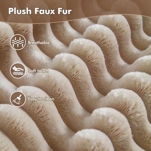 Beige Plush 48" Oversized Chaise Lounge Chair Bed with Throw Pillows