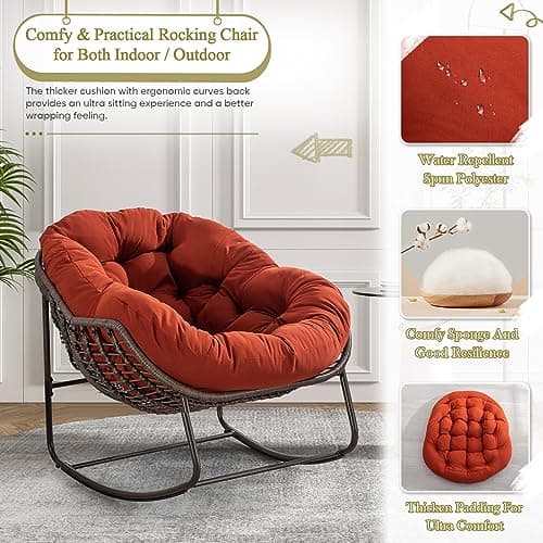 Antetek Outdoor Wicker Egg Chair, Comfortable & Oversized Lounge for Any Room