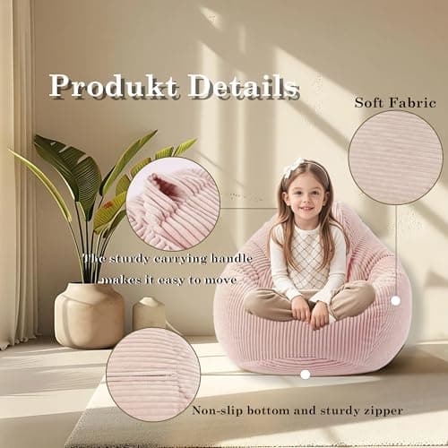 Light Pink Memory Foam Bean Bag Chair for Kids & Teens